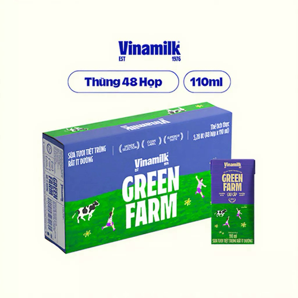 Sữa Tươi Tiệt Trùng Vinamilk Green Farm 110ml (Lốc 4 hộp)