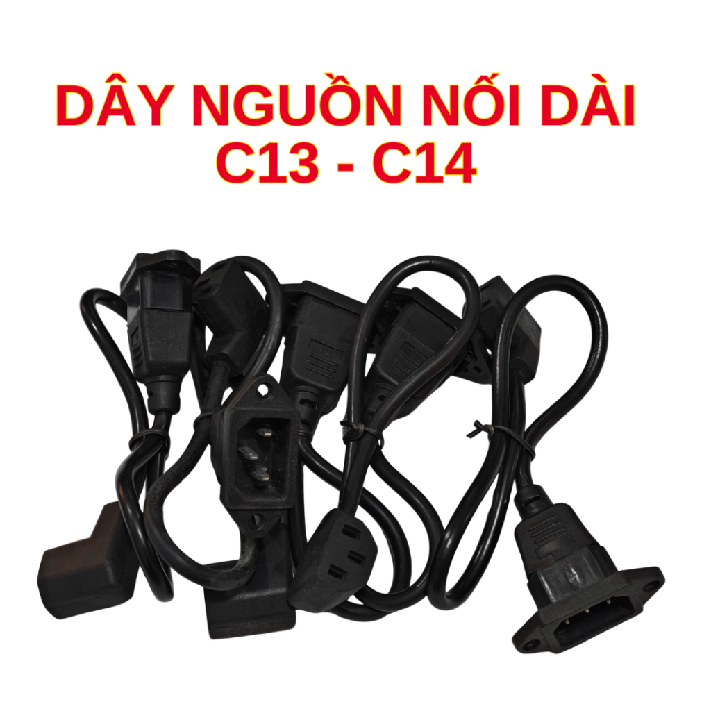 Dây Nguồn Nối Dài 2 đầu đực cái (C13 - C14) - Hàng Zin Bóc Máy, Chính Hãng Lõi Đồng