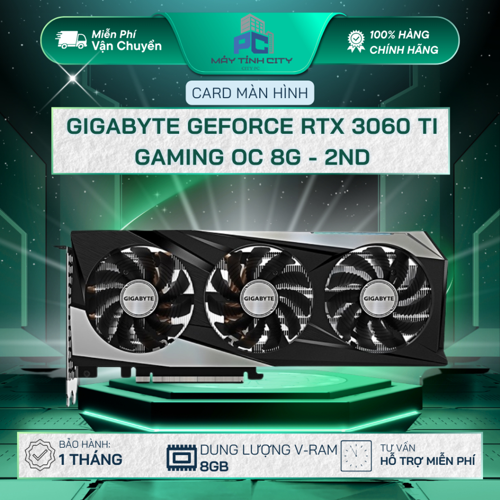 Card màn hình GIGABYTE GeForce RTX 3060 Ti GAMING OC 8G - 2ND (Bảo Hành 1 Tháng)