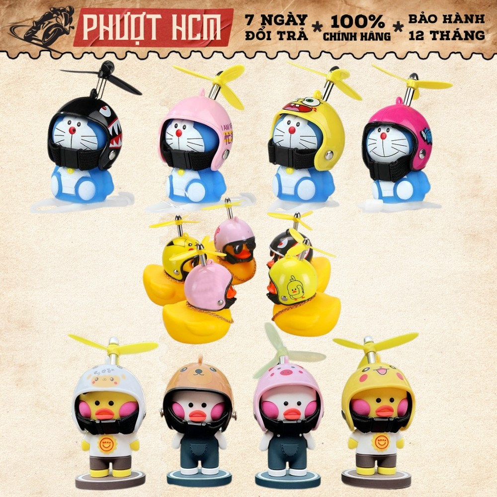 Phụ Kiện Gắn Xe, Vịt Doyuin Đứng Gắn Xe, Vịt Gắn Xe, Trang trí Ô Tô, Xe Máy, Có Chong Chóng Loại Lớn