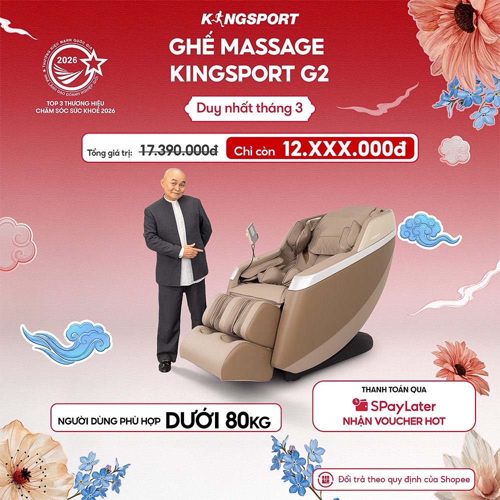 Ghế massage KINGSPORT Standard G2 con lăn di chuyển cổ vai, thiết kế hiện đại