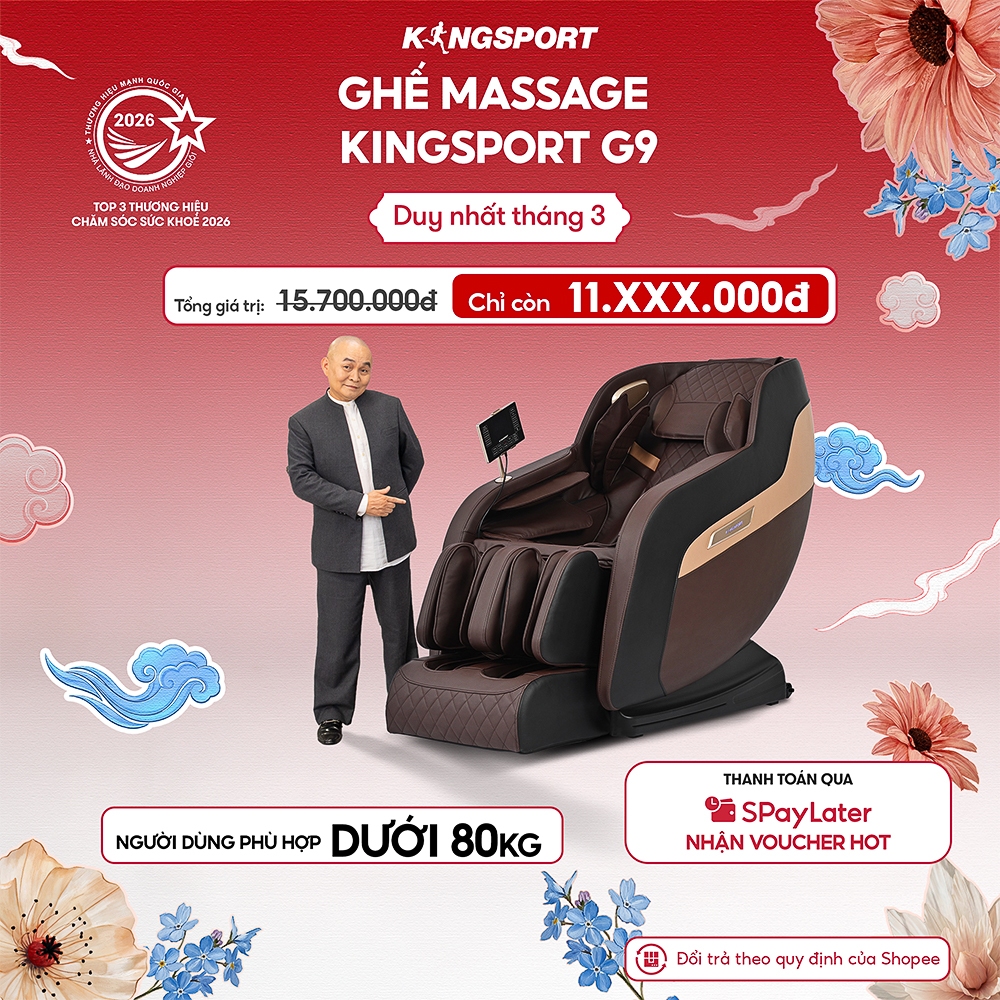 Ghế massage toàn thân KINGSPORT G9 công nghệ làm ấm Warmtech, 5 bài tập massage tự động