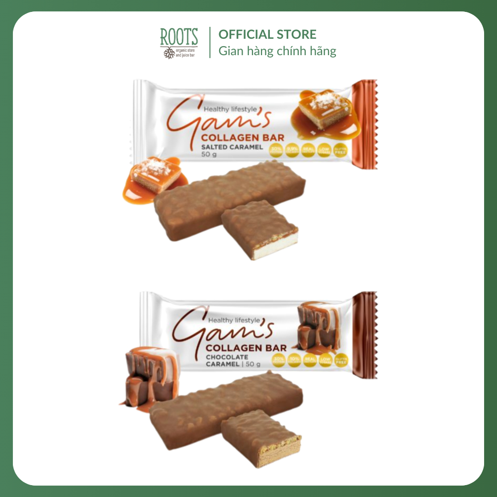 (Ship hỏa tốc) GAM'S - Bánh Giàu Đạm Vị Socola Caramen/Caramen Muối, Collagen Bar (50g)