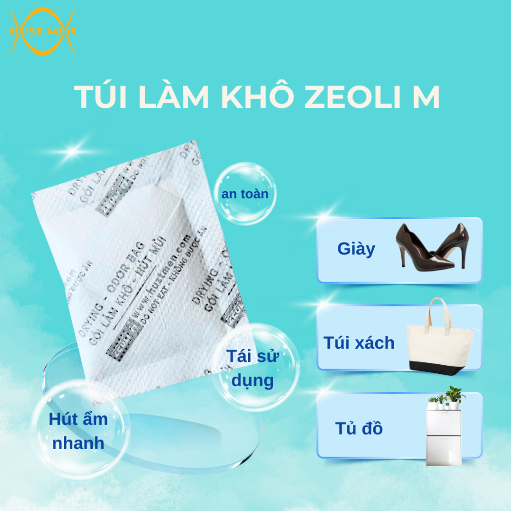 Gói hút ẩm - Khử mùi ZEOLI (KT: 2/5/10/20/50/100/500g) - HUST MEN
