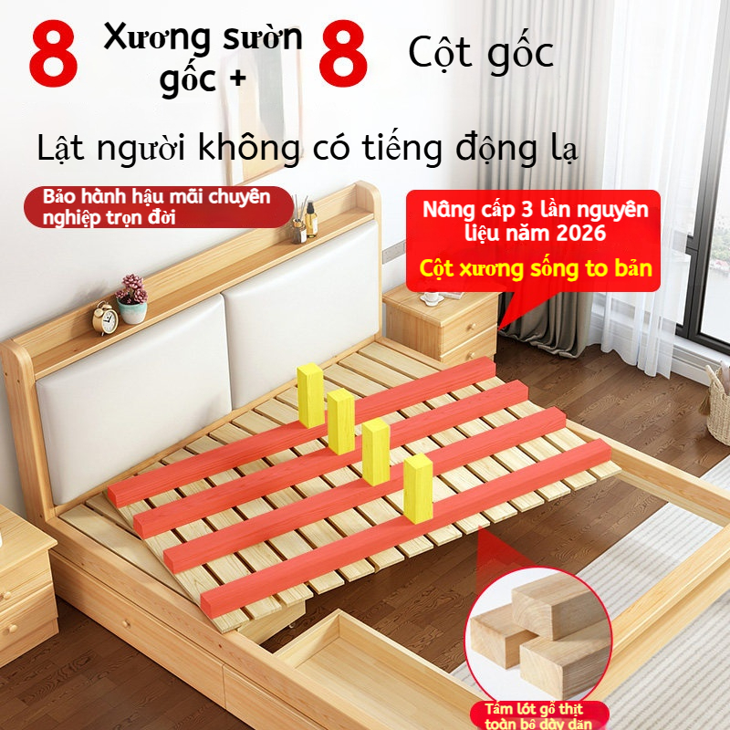 Giường Ngủ Gỗ Tự Nhiên Đầu Giường Túi Mềm Đệm Tựa Có Ngăn Chứa Đồ Hiện Đại Nhiều Kích Thước Bền Đẹp | BigBuy360 - bigbuy360.vn