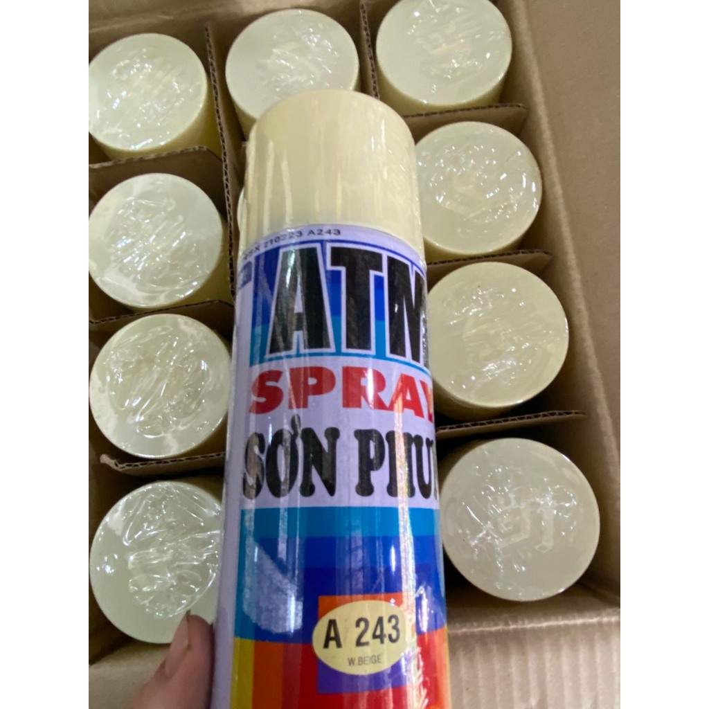 1 THÙNG = 12 CHAI -Sơn Xịt Màu Kem CAFE Sữa ATM A243 - 400ml - sẵn hàng giá tốt