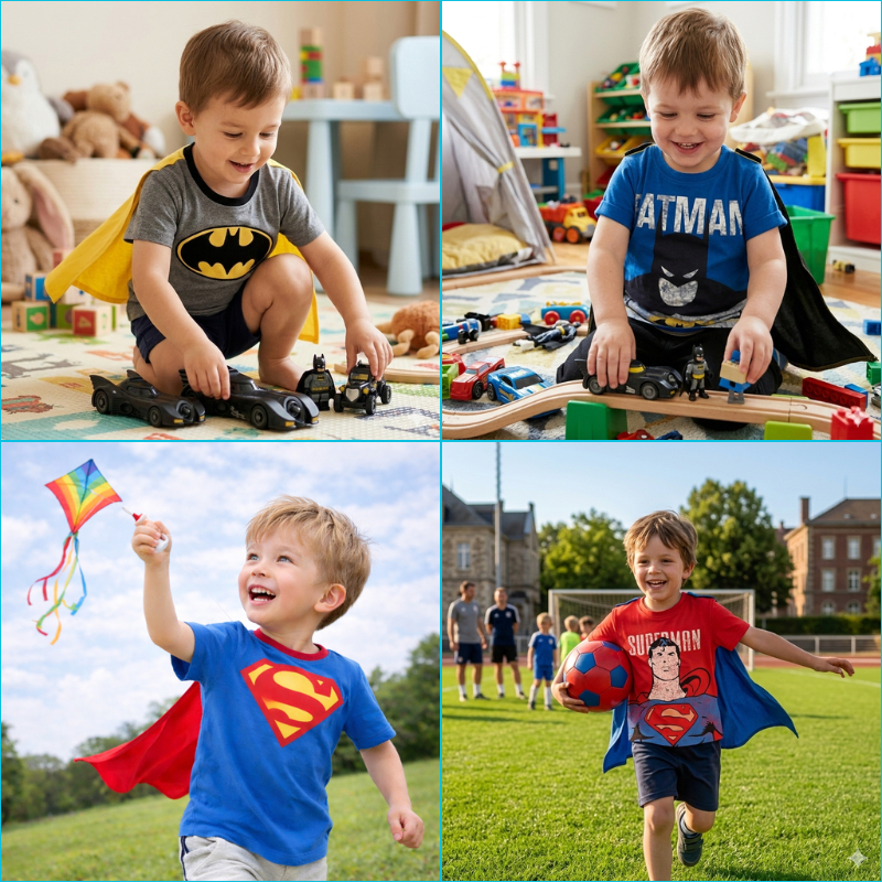 Áo thun cotton, áo hè Little Maven họa tiết siêu nhân kèm tà sau lưng cho bé trai 2-7 tuổi LMB2 -Lit