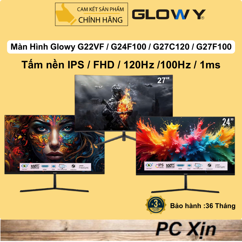 Màn Hình Glowy G22VF , G24F100 , G27C120 , G27F100 FHD (100Hz ,120hz) Chính Hãng