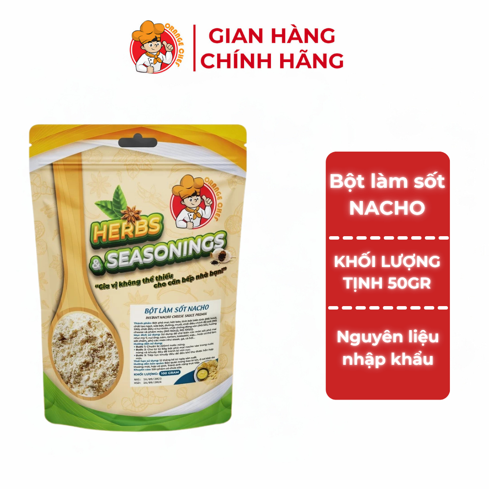 Bột Sốt Phô Mai Nacho Dạng Bột Instant Nacho Cheese Sauce Premix Túi 50Gr Orange Chef Nguyên Liệu Ma