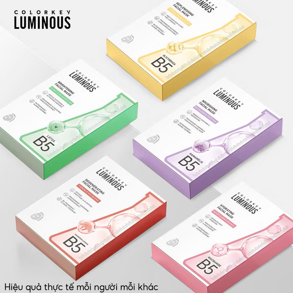 1 Miếng Mặt Nạ Giấy COLORKEY LUMINOUS Tinh Chất Vitamin B5 Cấp Ẩm Cho Da Mịn Màng 25ml