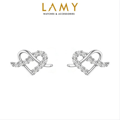 Khuyên tai LAMY Infinity Heart Silver Earrings 3263 - Khuyên tai bạc cao cấp