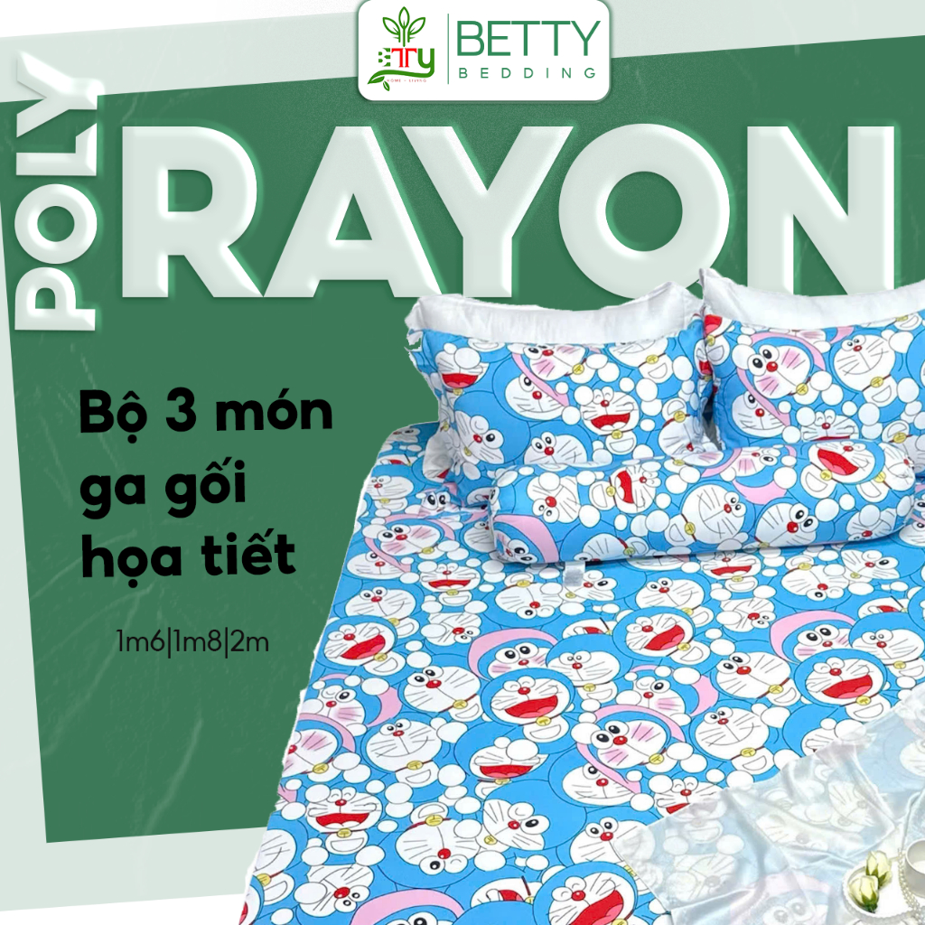 Bộ 3 Món Ga Gối Tencel Viscose Họa Tiết Betty Bedding / Chất Tencel mịn, mỏng và thoáng mát