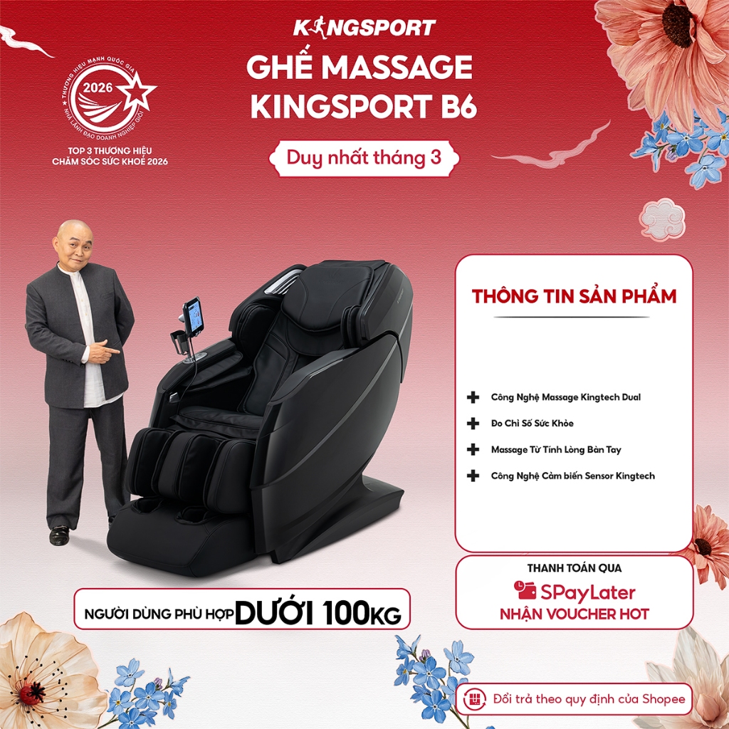 Ghế massage KINGSPORT Premium B6 23 bài massage cao cấp,  công nghệ massage Kingtech Dual
