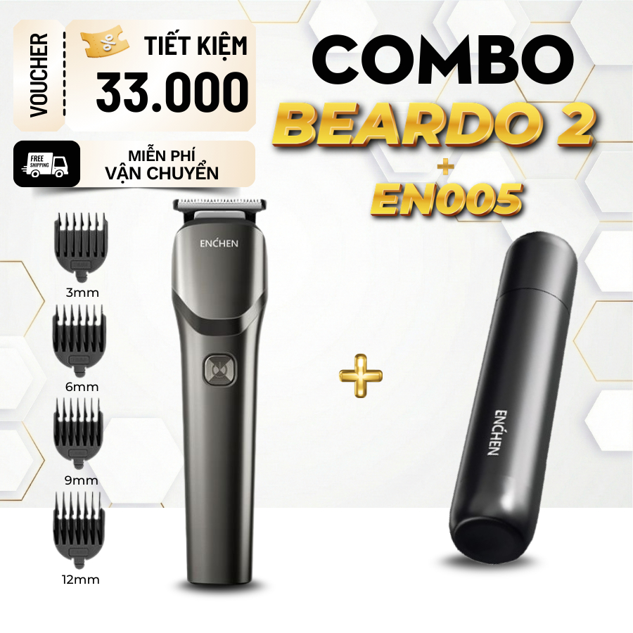[Chính hãng] Combo Tông Đơ Cắt Tóc Enchen Beardo 2 & Máy cắt tỉa lông mũi Enchen EN005