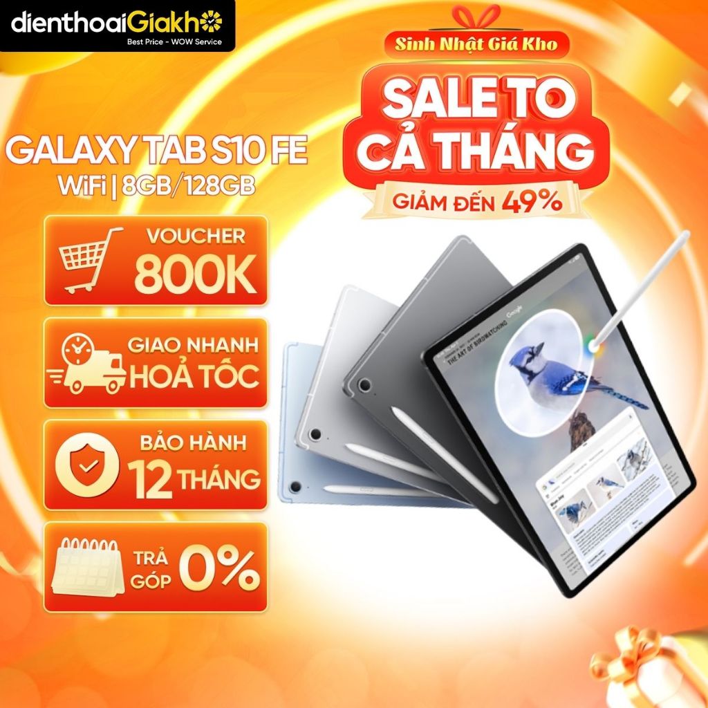 Máy Tính Bảng Samsung Galaxy Tab S10 FE Wifi 8GB/128GB Chính Hãng – Màn 10.9” | Pin 8000mAh | Học Tập Giải Trí Đa Nhiệm