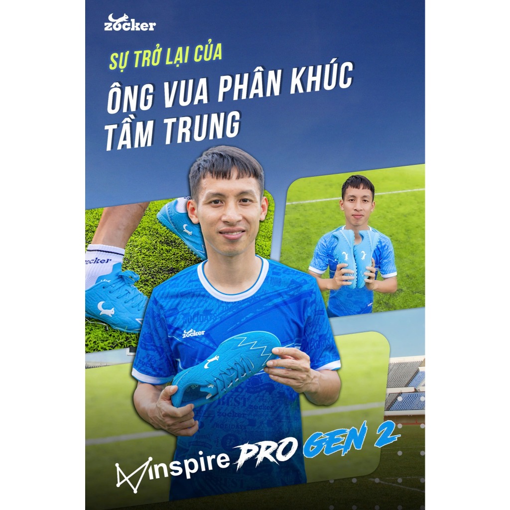 [Tăng 1 size] Giày Bóng Đá Zocker Inspire Pro Gen 2 Chính Hãng – Đinh TF Êm Chân, Kiểm Soát Tốt