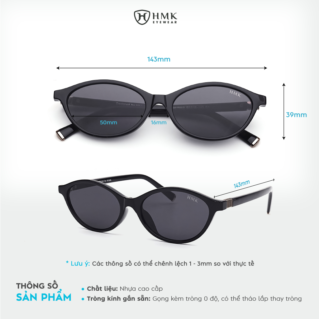 Kính Oval Y2K Đổi Màu HMK Eyewear Thời Trang Vintage Phong Cách Size Hợp Nhiều Dáng Mặt - DM002 | BigBuy360 - bigbuy360.vn