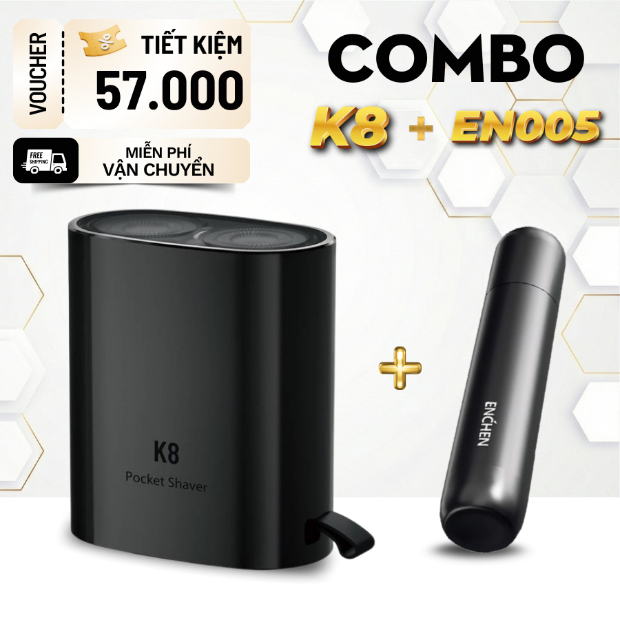 [Chính hãng] Combo Máy cạo râu Enchen K8 & Máy cắt tỉa lông mũi Enchen EN005