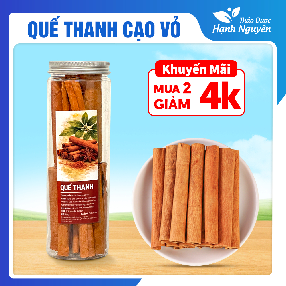 Quế thanh cạo vỏ 100g, quế khô thơm cay, gia vị nấu phở, bò kho, pha trà - Thảo Dược Hạnh Nguyên