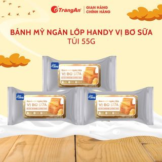 Bánh mỳ ngàn lớp Handy vị bơ sữa túi 55g x 36 túi/thùng | Tràng An