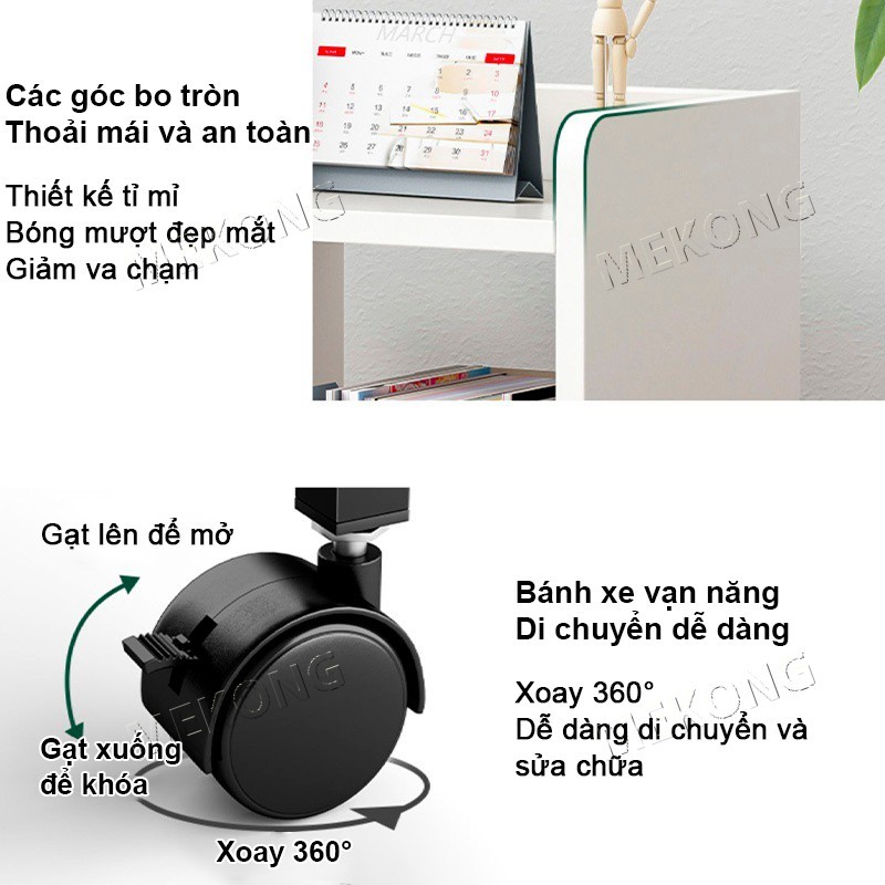 MK Tủ Gỗ Lưu Trữ Đa Năng Có Bánh Xe, Kệ Để Đồ Di Động Nhỏ Gọn Decor Phòng Ngủ Hiện Đại | BigBuy360 - bigbuy360.vn