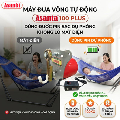 Máy Đưa Võng Tự Động Cho Bé Vinanoi Asa100 - Sức Đưa 100kg