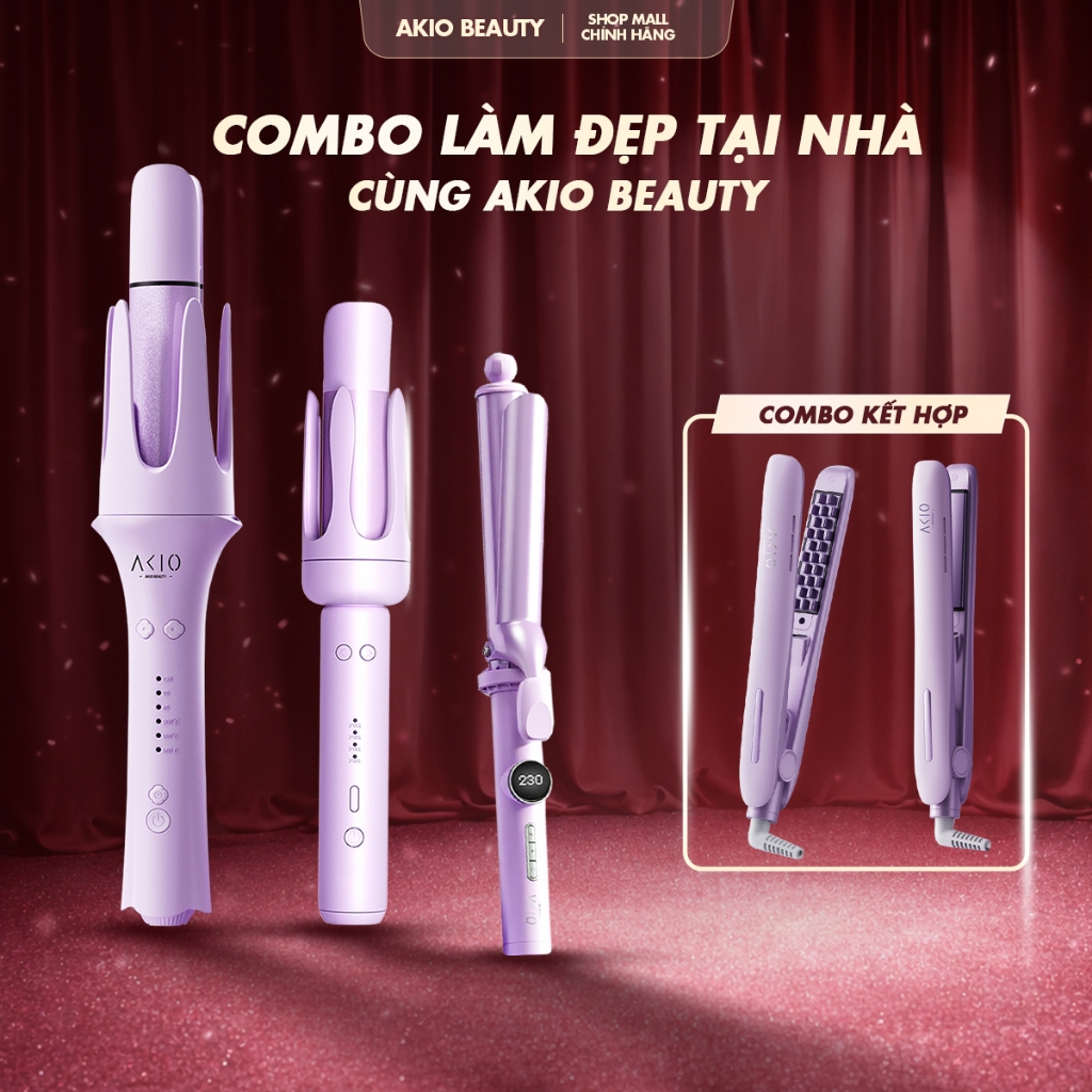 [COMBO LÀM ĐẸP AKIO VIP] Trọn bộ máy uốn tóc kết hợp dập phồng Akio Beauty