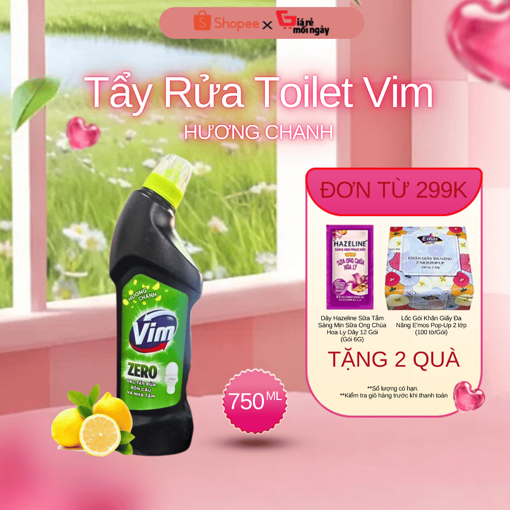 Vim Vệ Sinh Zero Hương Chanh Chai 750ML