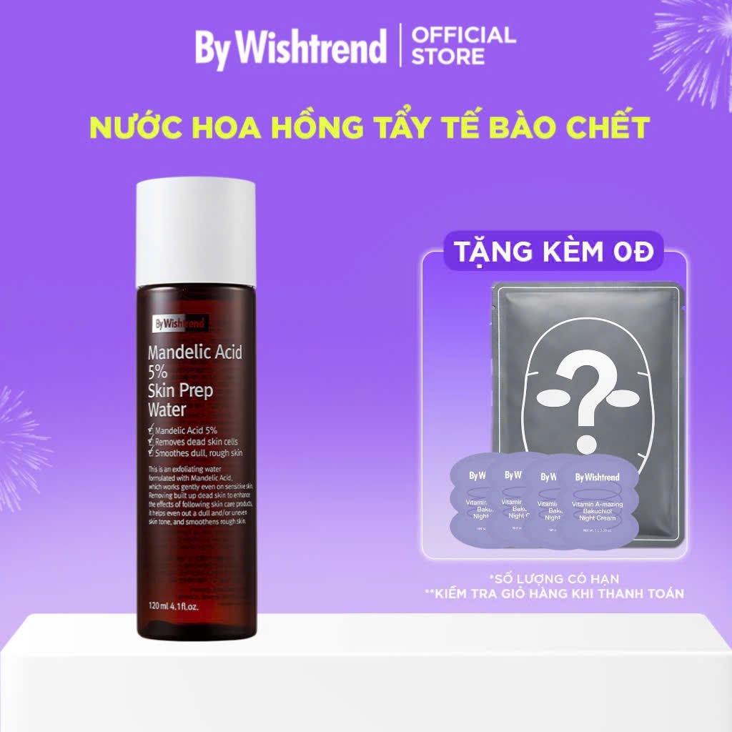 Nước hoa hồng tẩy tế bào chết, hỗ trợ sáng da ngừa mụn By Wishtrend Mandelic Acid 5% Skin Prep Water