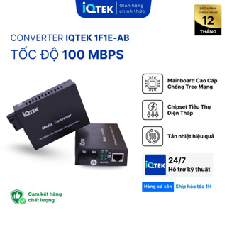 [IQTEK] Bộ chuyển đổi quang điện, Converter quang model IQ­-1F1E-AB, tốc độ 100 mbps, 1 sợi quang