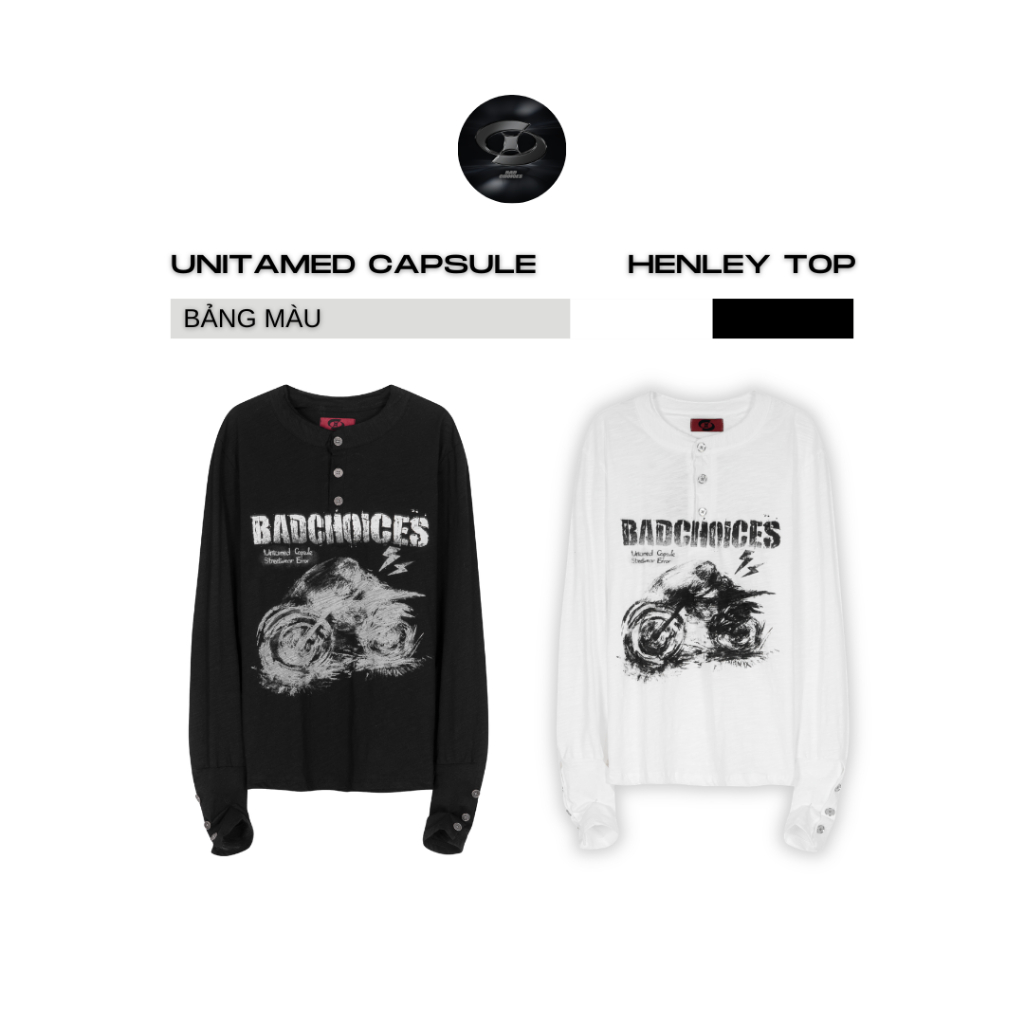 Bad Choices | Áo tay dài henley racing UNTAMED CAPSULE vải xước mỏng form ôm | BigBuy360 - bigbuy360.vn