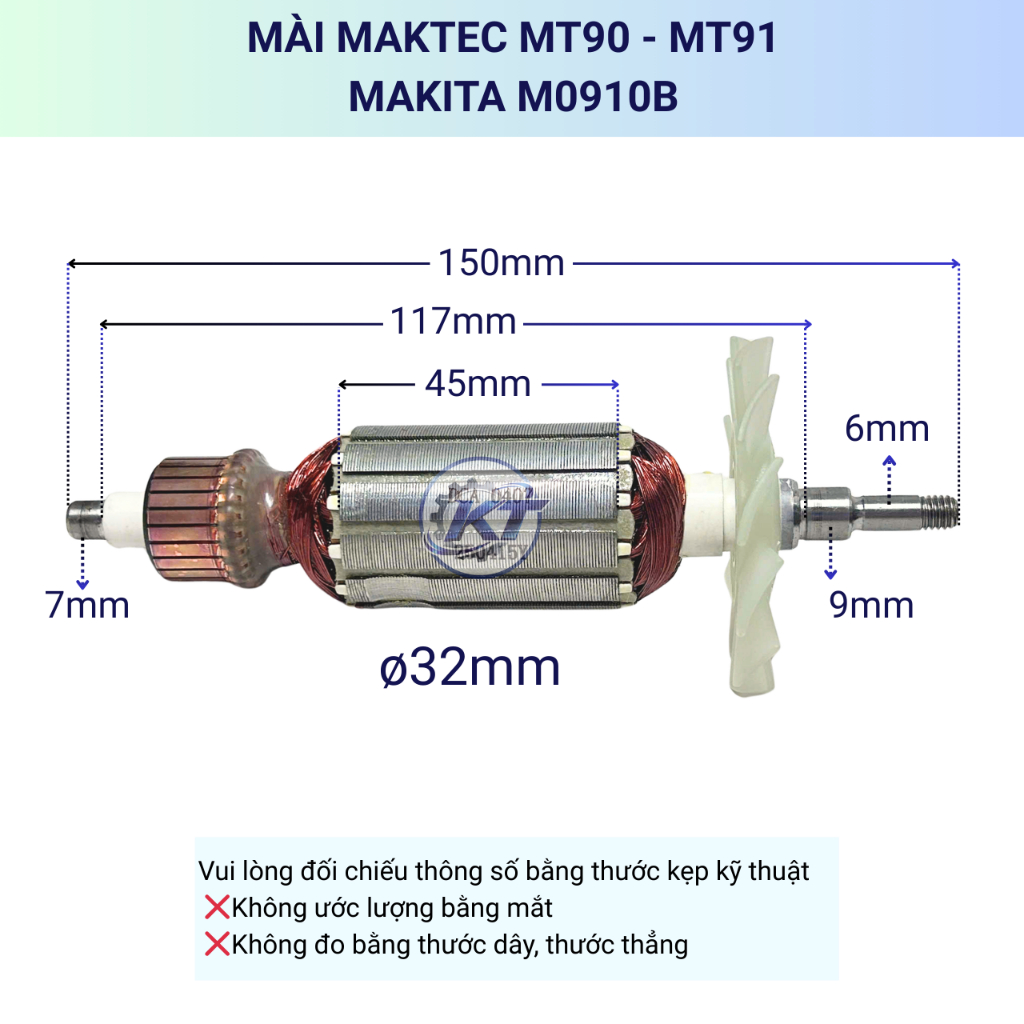 Rotor (ruột) máy mài MAKTEC MT90 - MT91 /  MAKITA M0910B