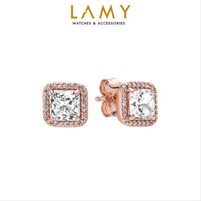 Khuyên tai bạc LAMY Square Sparkle Earrings Rose Gold 3048 - Khuyên tai nữ cao cấp S925 ALE