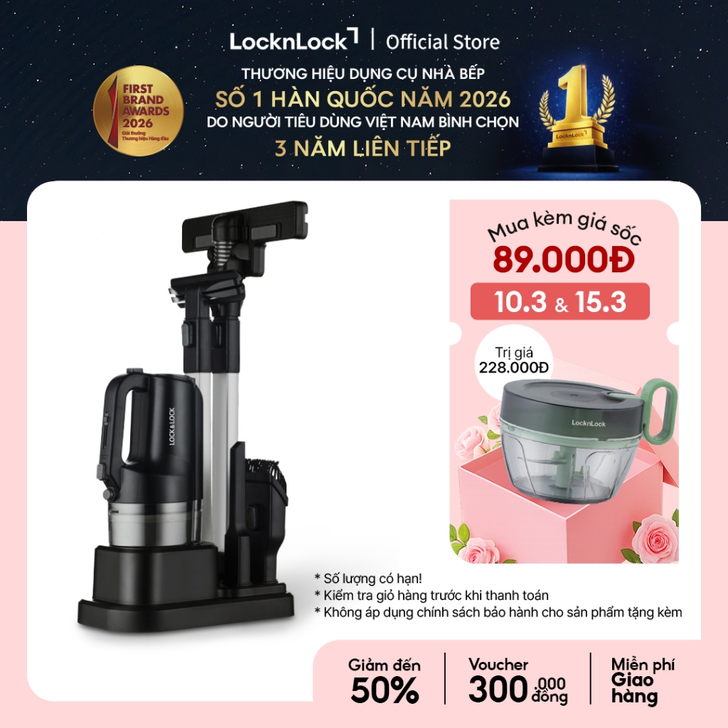 Máy hút bụi Lock&Lock 0.4L, 400W, 220V, 50Hz - Màu đen ENV336BLK (có dây)