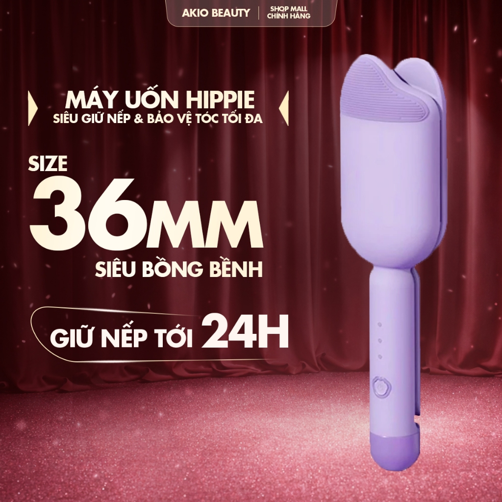 Máy xoăn sóng nước Hippie Size 36mm AKIO BEAUTY màn hình LCD điều chỉnh
