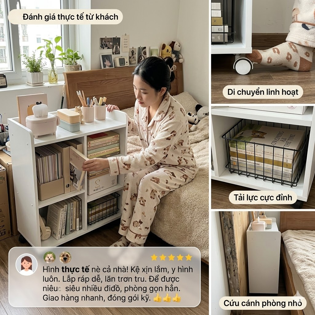 MK Tủ Gỗ Lưu Trữ Đa Năng Có Bánh Xe, Kệ Để Đồ Di Động Nhỏ Gọn Decor Phòng Ngủ Hiện Đại | BigBuy360 - bigbuy360.vn