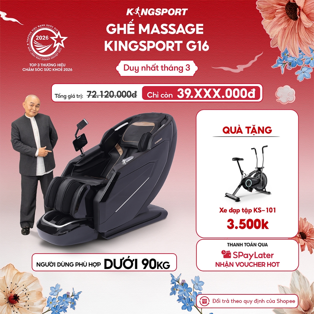 Ghế massage KINGSPORT G16 công nghệ Massage Kingtech Touch Pro, 12 bài massage chuyên nghiệp