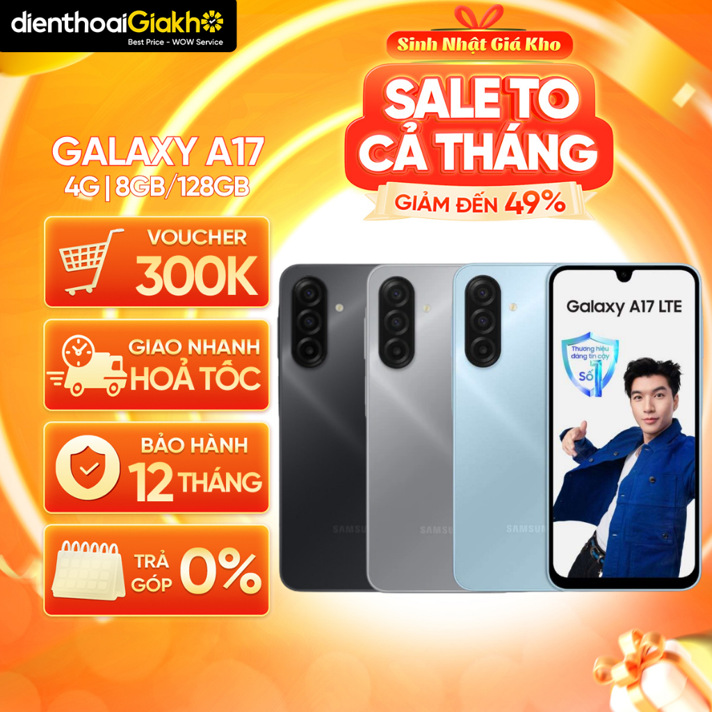 Điện Thoại Samsung Galaxy A17 4G (8GB/128GB) Chính Hãng, Bảo Hành 12 Tháng