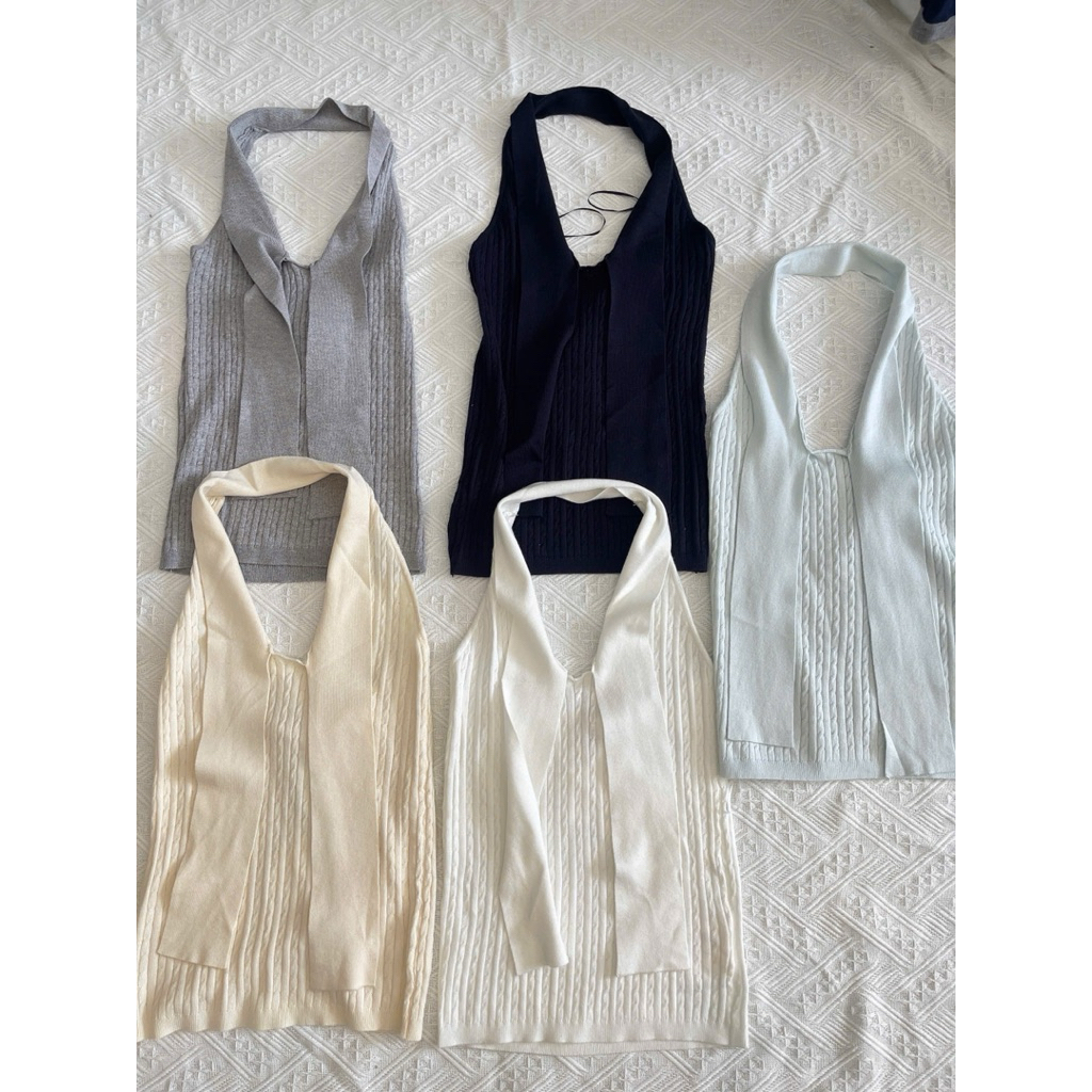 [PORO Clothing ] 10420 áo cổ yếm len nơ