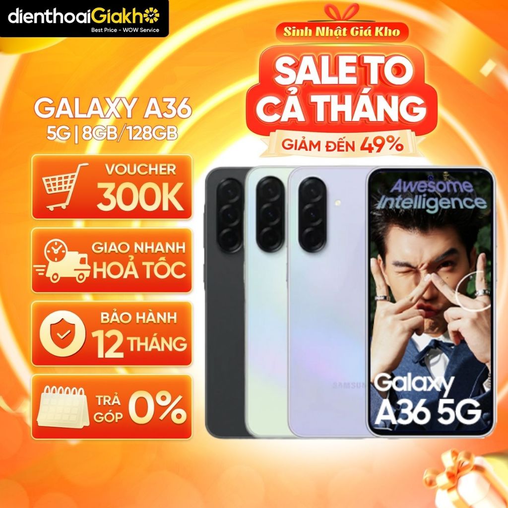 Điện Thoại Samsung Galaxy A36 5G 8GB/128GB Chính Hãng, Bảo Hành 12 Tháng