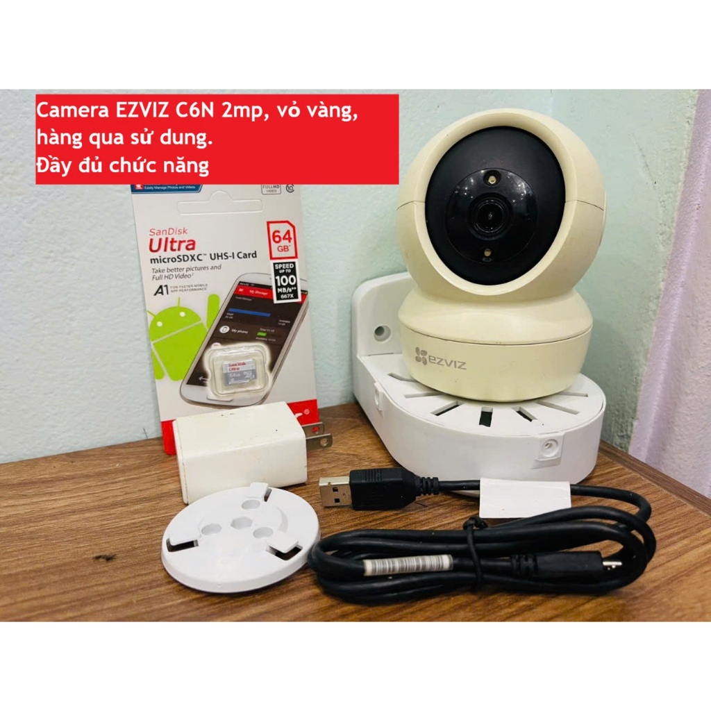 Camera wifi EZVIZ C6N/TY1/TY2 2mp, hàng qua sử dụng, ngoại hình vỏ vàng, đầy đủ chức năng