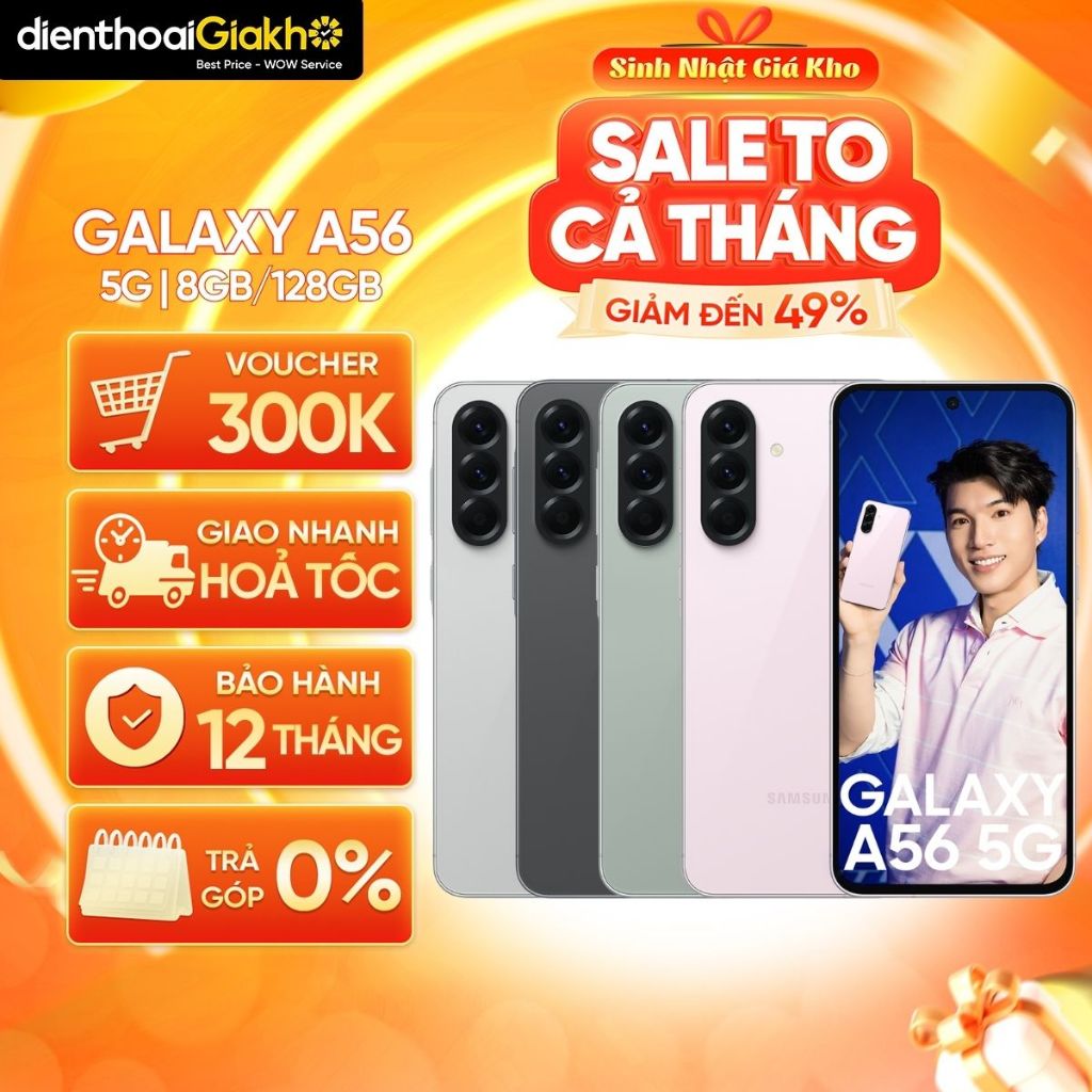 Điện Thoại Samsung Galaxy A56 5G 8GB/128GB Chính Hãng - Chip Exynos 1580, Pin 5000mAh, Bảo Hành 12 T