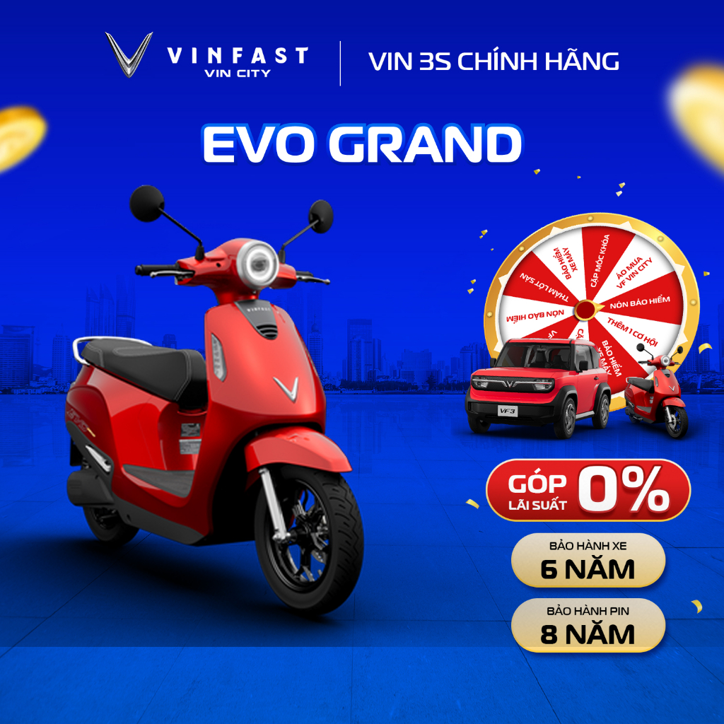 [Nhận xe HCM] EVO Grand - Xe máy điện Vinfast chính hãng - Trả góp 0%