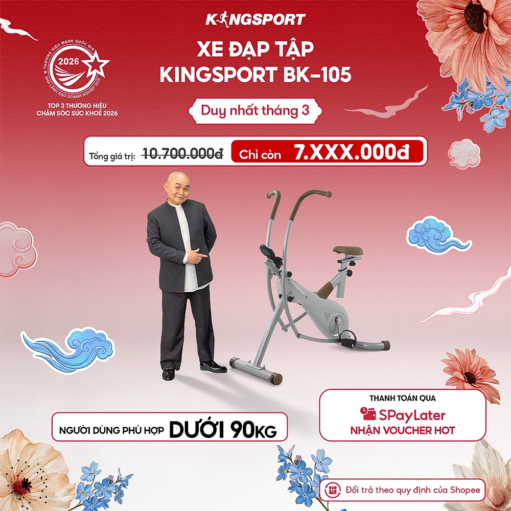 CHỈ GIAO MIỄN BẮC | Xe đạp tập KINGSPORT BK-105 tập luyện toàn thân, kháng lực đa cấp độ, có đồng hồ