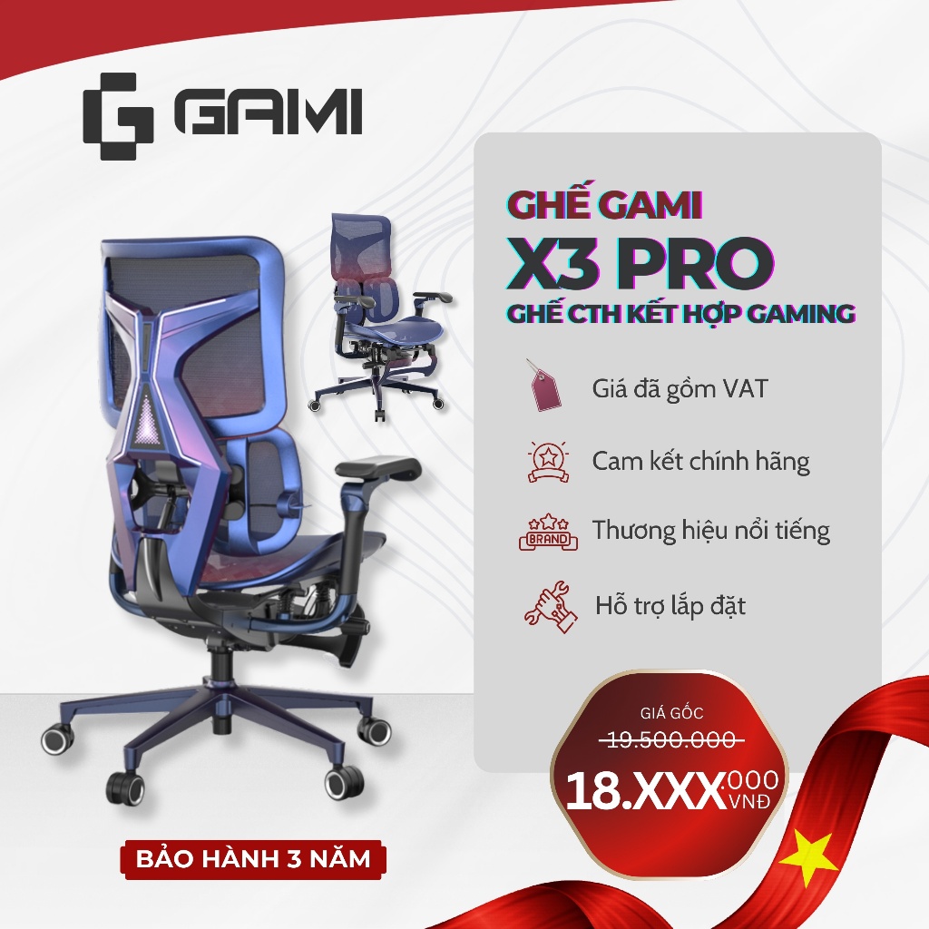 Ghế công thái học phong cách gaming GAMI X3 PRO - Ergonomic Gaming Chair