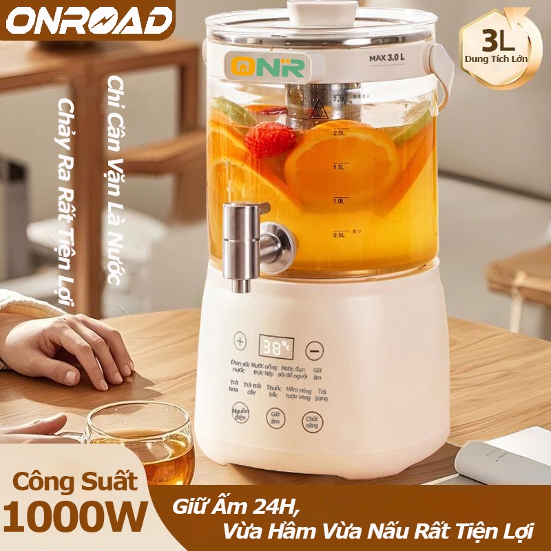 Ấm Đun Siêu Tốc 1000W 3L, Giữ Nóng 72H, Điều Khiển Nhiệt Độ Thông Minh, Vòi Nước Có Bộ Lọc