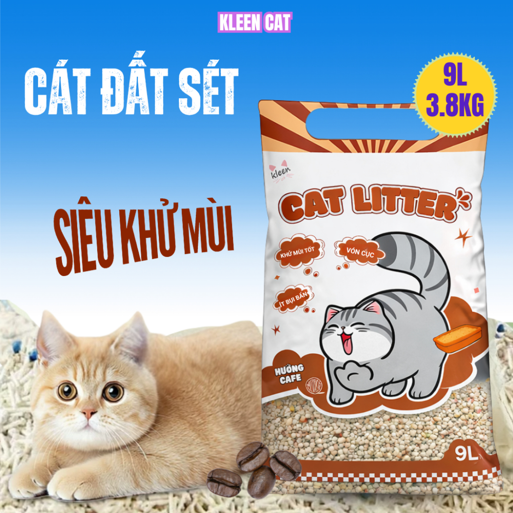 Cát Vệ Sinh Cho Mèo 9l, Cát Mèo Vệ Sinh Khử Mùi Diệt Khuẩn Premium Cat Litter Kleen - Kleencat2