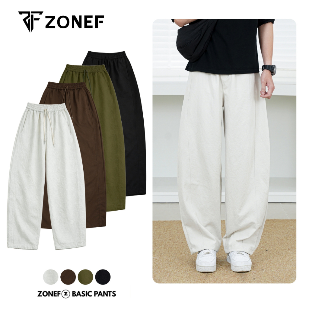Quần Kaki Ống Rộng Form Thụng Hơi Cong Nhẹ By ZONEF STUDIO, Quần Dài Nam Nữ Chất Vải Kaki Cotton Mềm