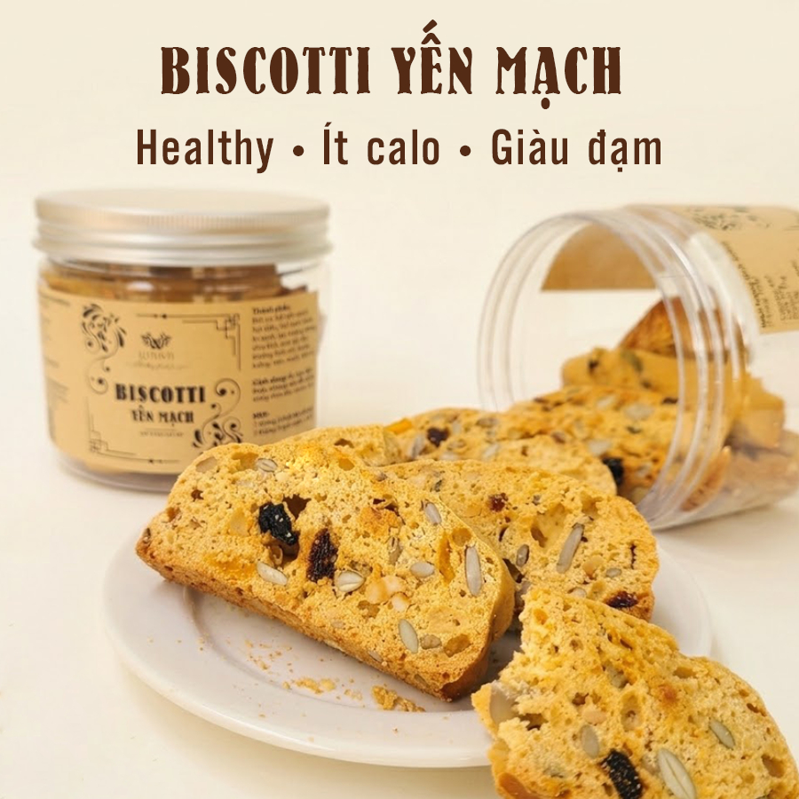 Bánh Biscotti Yến Mạch Healthy Ít Ngọt – Biscotti Nhiều Hạt Dinh Dưỡng, Đường Thốt Nốt, Snack Health