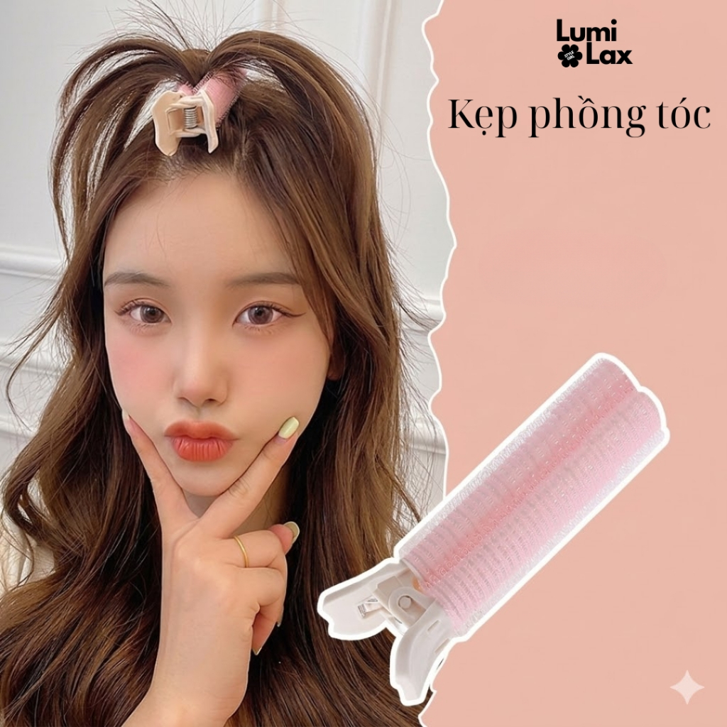 Kẹp Phồng Tóc Lumi Lax – Lô Cuốn Mái Có Kẹp Giữ Nếp, Dụng Cụ Tạo Phồng Chân Tóc Hàn Quốc